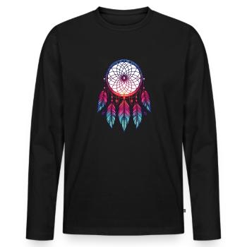 Attrape-rêves amérindien - T-shirt manches longues Premium bio Homme - noir - Devant - Nico (187cm)