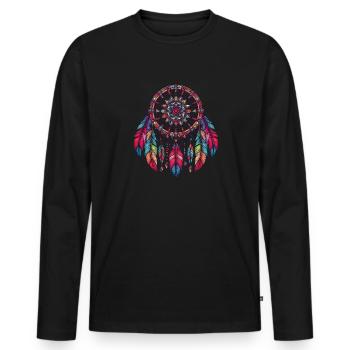 Native American Native Dreamcatcher - Men's Premium Organic Long Sleeve Shirt - black - Front - Nico (187cm)