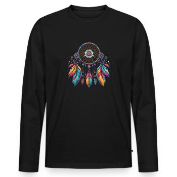 Native American Native Dreamcatcher - Men's Premium Organic Long Sleeve Shirt - black - Front - Nico (187cm)