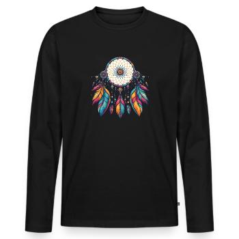 Native American Native Dreamcatcher - Men's Premium Organic Long Sleeve Shirt - black - Front - Nico (187cm)