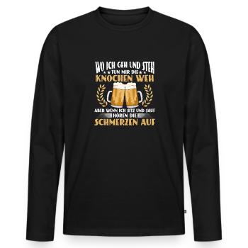 dicton de bière, où je vais et me tiens, buveur de bière - T-shirt manches longues Premium bio Homme - noir - Devant - Nico (187cm)