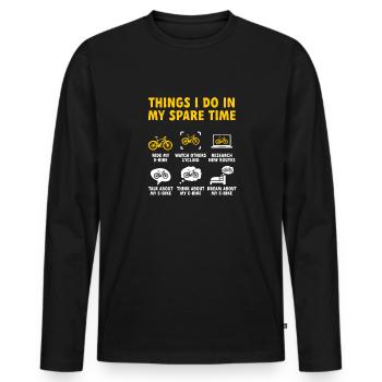 Electric Bike Cycling Biker E-Bike - Men's Premium Organic Long Sleeve Shirt - black - Front - Nico (187cm)