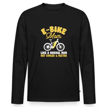 Electric Bike Cycling Biker E-Bike - Men's Premium Organic Long Sleeve Shirt - black - Front - Nico (187cm)