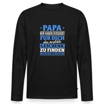 Papa, tu nous as déjà le cadeau parfait - T-shirt manches longues Premium bio Homme - noir - Devant - Nico (187cm)