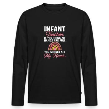 Kindergarten Teacher Daycare Center Educator - Men's Premium Organic Long Sleeve Shirt - black - Front - Nico (187cm)