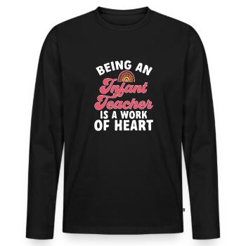 Kindergarten Teacher Daycare Center Educator - Men's Premium Organic Long Sleeve Shirt - black - Front - Nico (187cm)