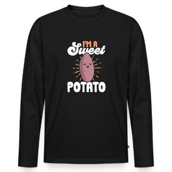 Légumes-racines de patates douces - T-shirt manches longues Premium bio Homme - noir - Devant - Nico (187cm)