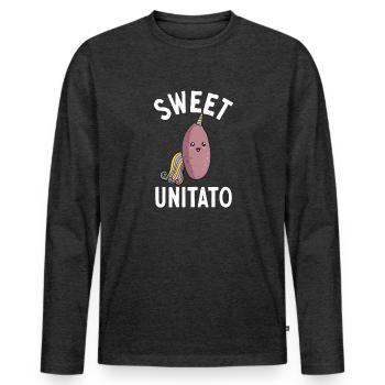 Légumes-racines de patates douces - T-shirt manches longues Premium bio Homme - anthracite chiné - Devant - Nico (187cm)