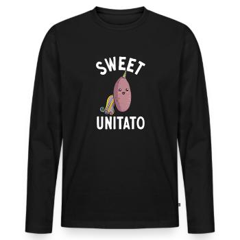 Légumes-racines de patates douces - T-shirt manches longues Premium bio Homme - noir - Devant - Nico (187cm)