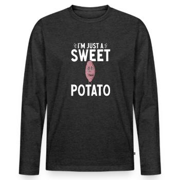 Légumes-racines de patates douces - T-shirt manches longues Premium bio Homme - anthracite chiné - Devant - Nico (187cm)