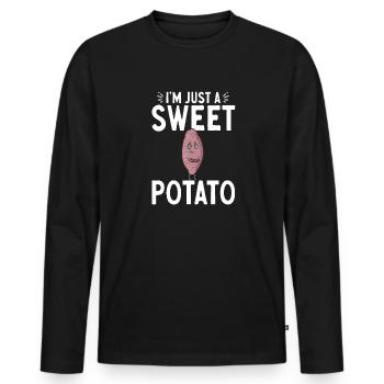 Légumes-racines de patates douces - T-shirt manches longues Premium bio Homme - noir - Devant - Nico (187cm)