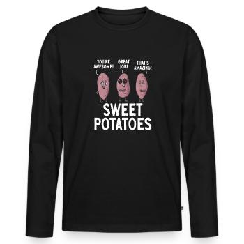 Légumes-racines de patates douces - T-shirt manches longues Premium bio Homme - noir - Devant - Nico (187cm)