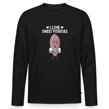 Légumes-racines de patates douces - T-shirt manches longues Premium bio Homme - noir - Devant - Nico (187cm)