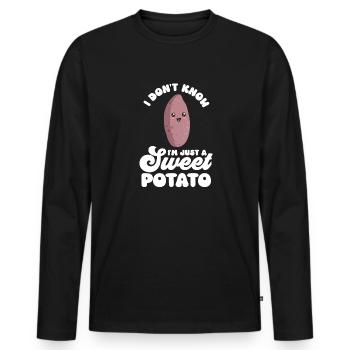 Légumes-racines de patates douces - T-shirt manches longues Premium bio Homme - noir - Devant - Nico (187cm)