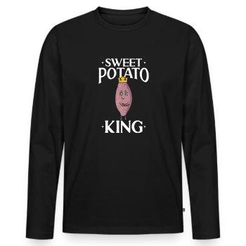 Légumes-racines de patates douces - T-shirt manches longues Premium bio Homme - noir - Devant - Nico (187cm)