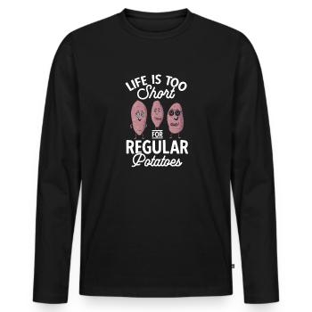 Légumes-racines de patates douces - T-shirt manches longues Premium bio Homme - noir - Devant - Nico (187cm)