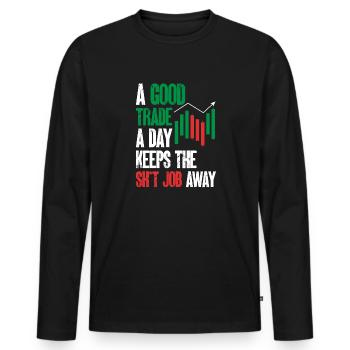 Trading Crypto Stock Market Investor Day Trader - T-shirt manches longues Premium bio Homme - noir - Devant - Nico (187cm)