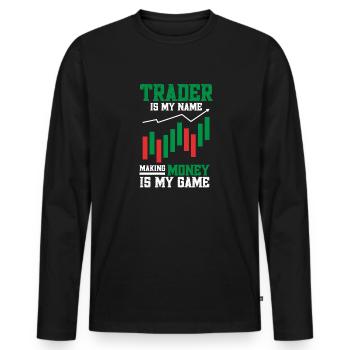 Trading Crypto Stock Market Investor Day Trader - T-shirt manches longues Premium bio Homme - noir - Devant - Nico (187cm)