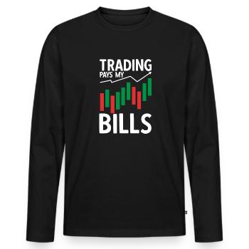 Trading Crypto Stock Market Investor Day Trader - T-shirt manches longues Premium bio Homme - noir - Devant - Nico (187cm)