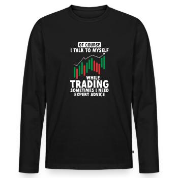 Trading Crypto Stock Market Investor Day Trader - T-shirt manches longues Premium bio Homme - noir - Devant - Nico (187cm)