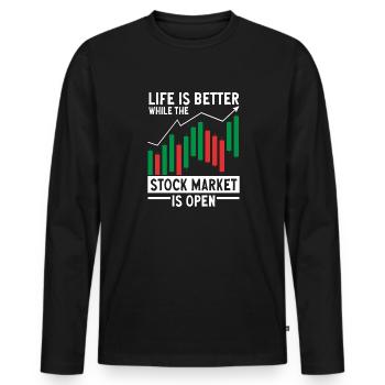 Trading Crypto Stock Market Investor Day Trader - T-shirt manches longues Premium bio Homme - noir - Devant - Nico (187cm)