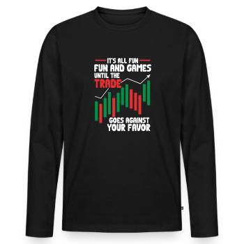 Trading Crypto Stock Market Investor Day Trader - T-shirt manches longues Premium bio Homme - noir - Devant - Nico (187cm)