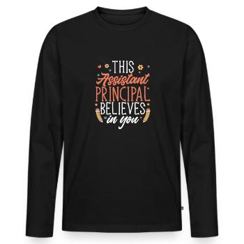 Deputy Principal - Men's Premium Organic Long Sleeve Shirt - black - Front - Nico (187cm)