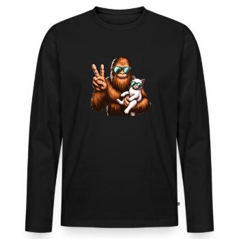Lunettes de soleil Bigfoot et chat drôle cryptide - T-shirt manches longues Premium bio Homme - noir - Devant - Nico (187cm)