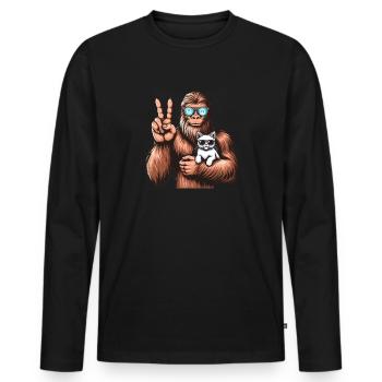 Lunettes de soleil Bigfoot et chat drôle cryptide - T-shirt manches longues Premium bio Homme - noir - Devant - Nico (187cm)