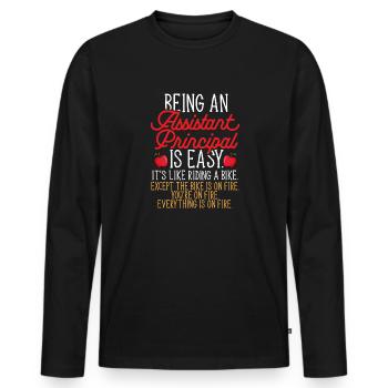 Directeur adjoint - T-shirt manches longues Premium bio Homme - noir - Devant - Nico (187cm)