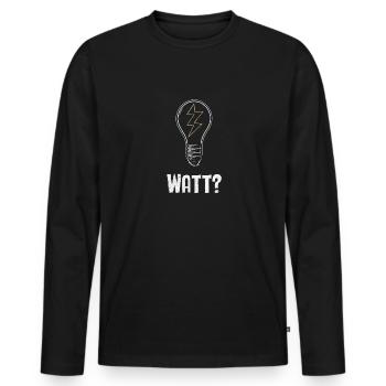 Electrician: WATT? Humor and craftsmanship combined - Men's Premium Organic Long Sleeve Shirt - black - Front - Nico (187cm)