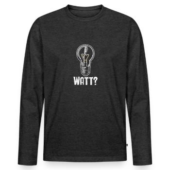 Elektriker: WATT? Humor und Handwerk vereint - Männer Premium Bio Langarmshirt - Anthrazit meliert - Vorne - Nico (187cm)