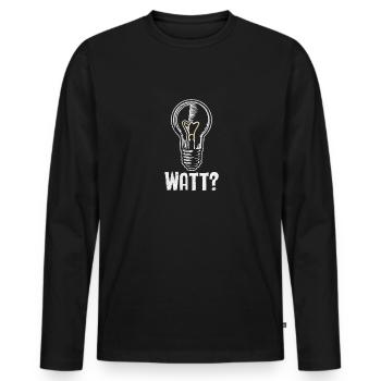 Electrician: WATT? Humor and craftsmanship combined - Men's Premium Organic Long Sleeve Shirt - black - Front - Nico (187cm)