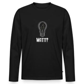 Electrician: WATT? Humor and craftsmanship combined - Men's Premium Organic Long Sleeve Shirt - black - Front - Nico (187cm)