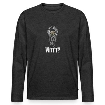 Elektriker: WATT? Humor und Handwerk vereint - Männer Premium Bio Langarmshirt - Anthrazit meliert - Vorne - Nico (187cm)