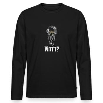 Electrician: WATT? Humor and craftsmanship combined - Men's Premium Organic Long Sleeve Shirt - black - Front - Nico (187cm)