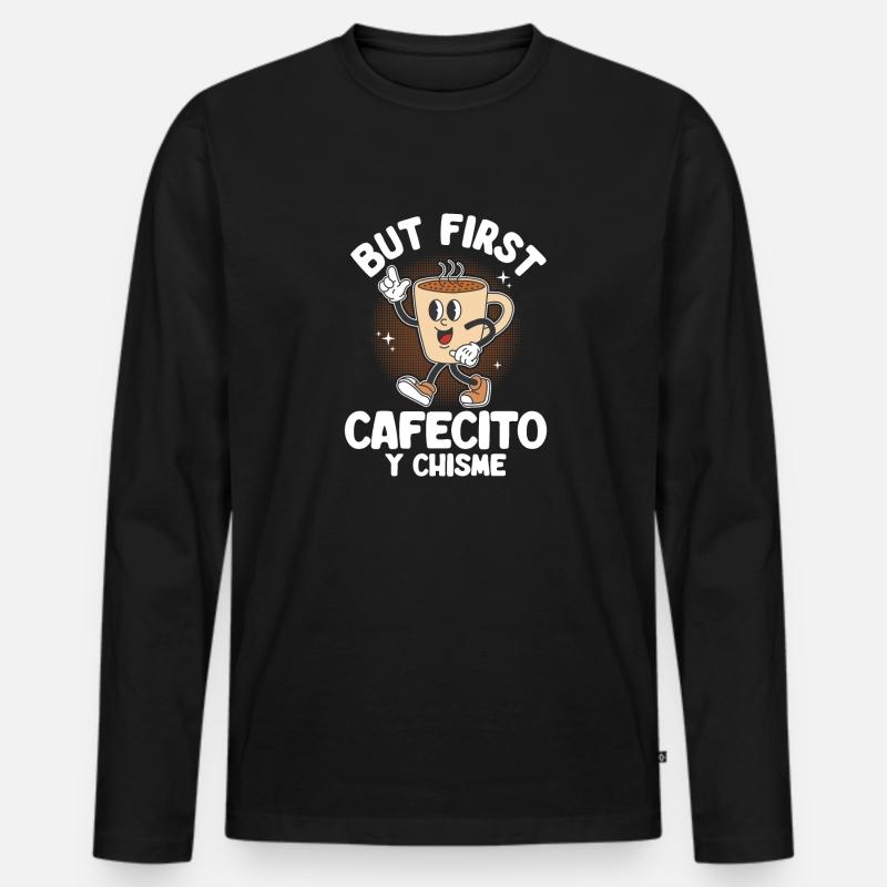 Cafecito Spanisch Kaffee - Männer Premium Bio Langarmshirt - Schwarz