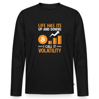 Bitcoin Crypto-monnaie BTC Crypto Trader - T-shirt manches longues Premium bio Homme - noir - Devant - Nico (187cm)