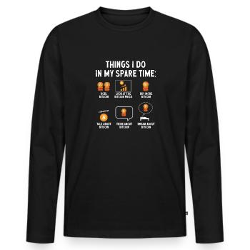 Bitcoin Crypto-monnaie BTC Crypto Trader - T-shirt manches longues Premium bio Homme - noir - Devant - Nico (187cm)