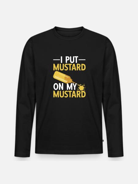 Senf Mustard - Männer Premium Bio Langarmshirt - Schwarz