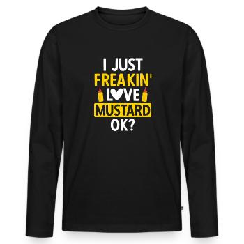 Senf Moutarde - T-shirt manches longues Premium bio Homme - noir - Devant - Nico (187cm)