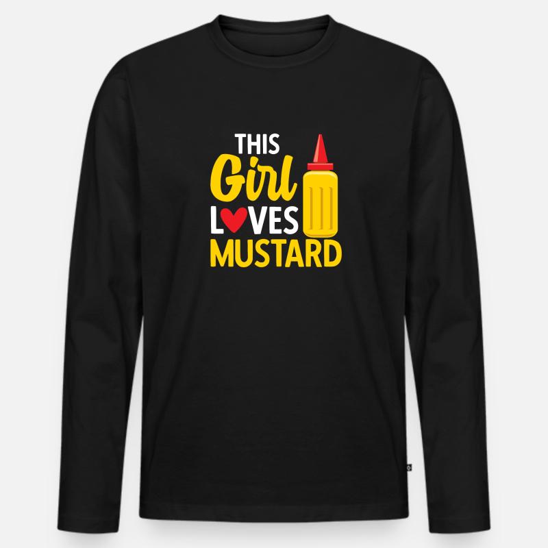 Senf Mustard - Männer Premium Bio Langarmshirt - Schwarz