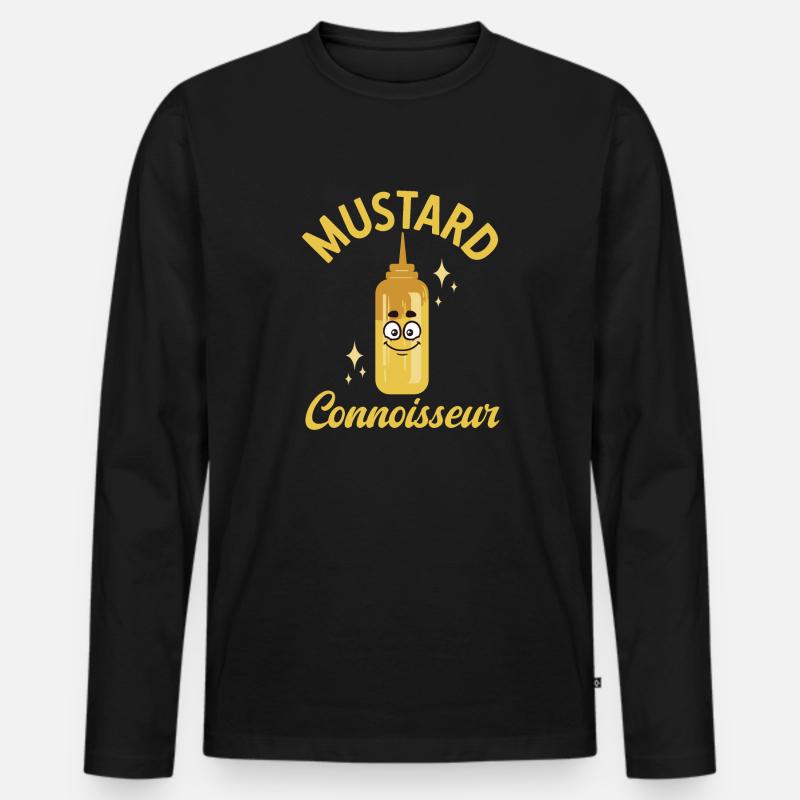 Senf Mustard - Männer Premium Bio Langarmshirt - Schwarz