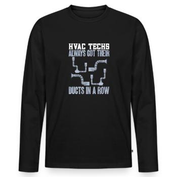 Chauffage, Climatisation, Ventilation, Technicien - T-shirt manches longues Premium bio Homme - noir - Devant - Nico (187cm)