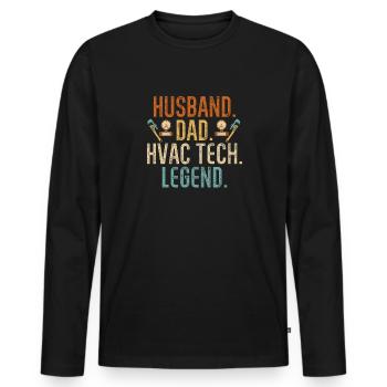 Chauffage, Climatisation, Ventilation, Technicien - T-shirt manches longues Premium bio Homme - noir - Devant - Nico (187cm)