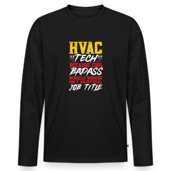 Chauffage, Climatisation, Ventilation, Technicien - T-shirt manches longues Premium bio Homme - noir - Devant - Nico (187cm)