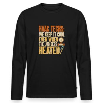 Chauffage, Climatisation, Ventilation, Technicien - T-shirt manches longues Premium bio Homme - noir - Devant - Nico (187cm)