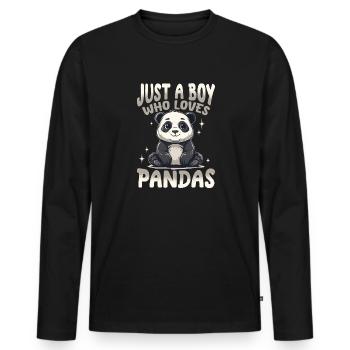 Funny Panda Animal Just A Boy Who Loves Pandas - Men's Premium Organic Long Sleeve Shirt - black - Front - Nico (187cm)
