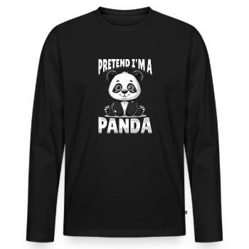 Drôle D’animal Panda Prétendre que je suis un panda - T-shirt manches longues Premium bio Homme - noir - Devant - Nico (187cm)