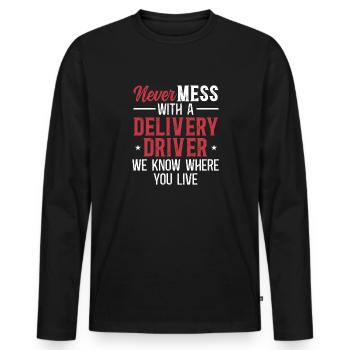 Lieferant Paket Lieferung - Männer Premium Bio Langarmshirt - Schwarz - Vorne - Nico (187cm)